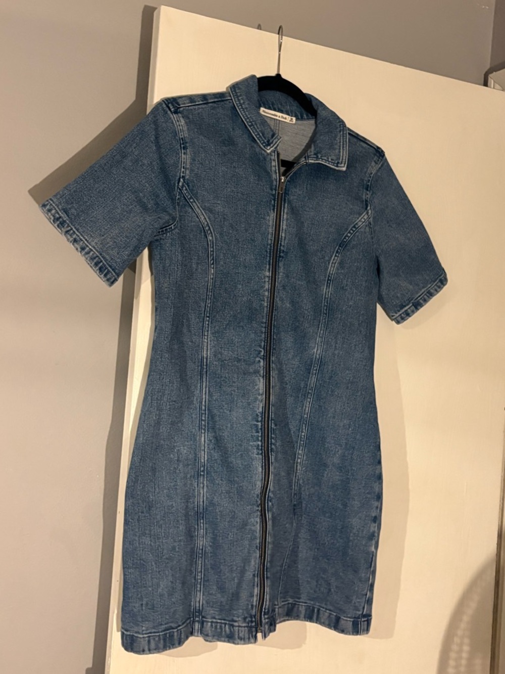 Abercrombie & Fitch Medium Blue Denim Jacket with Front Zip